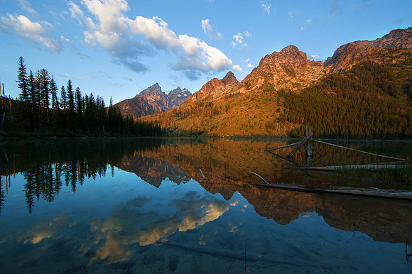 11.9 MB, 4758 x 3168: The early morning Teton mountains reflected on String Lake in Grand Teton National Park.