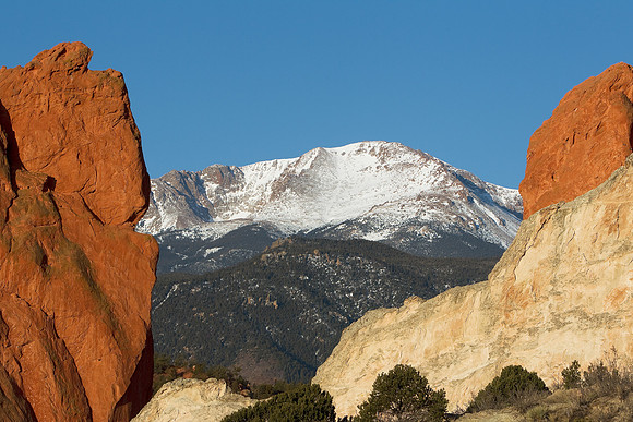 Peak Frame: Pikes Peak Through Garden of the Gods