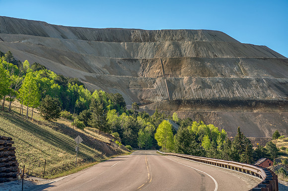40.8 MB, 9595 x 6372: Highway Leads into a Mountain of Piled Rock