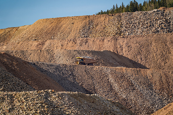 30.6 MB, 6000 x 4000: Yellow Dump Truck Carrying Rock in a Gold Mine